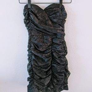 Black rouched lace dress